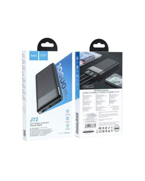 Hoco J72 Power Bank 10000mAh 10W με 2 Θύρες USB-A και Θύρα USB-C Μαύρο