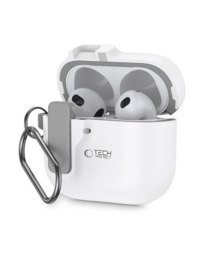 Tech-Protect Slim Hook Θήκη Σιλικόνης με Γάντζο σε Λευκό χρώμα για Apple AirPods 4