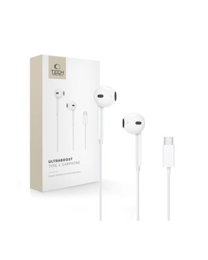 Tech-Protect Ultraboost Earbuds Handsfree Ακουστικά με Βύσμα USB-C Λευκό