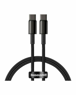 Baseus Tungsten Braided USB 2.0 Cable USB-C male - USB-C 100W PD Μαύρο 2m CATWJ-A01