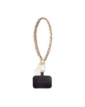 Guess Universal Hand Strap Saffiano Chain 4G Charm Λουράκι Καρπού για Κινητά Ροζ Χρυσό GUOUCHSAMC4P