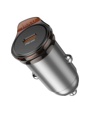 Hoco NZ16B Φορτιστής Αυτοκινήτου 45W 3A με Θύρες: 2xType-C μαζί με Καλώδιο Lightning Γκρι Χρώμα