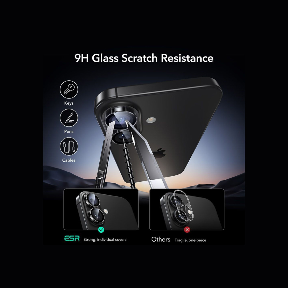 ESR Armorite Προστασία Κάμερας Tempered Glass Μαύρο για το iPhone 16, iPhone 16 Plus, iPhone 17 ESR Armorite Προστασία Κάμερας Tempered Glass Μαύρο για το iPhone 16, iPhone 16 Plus, iPhone 17